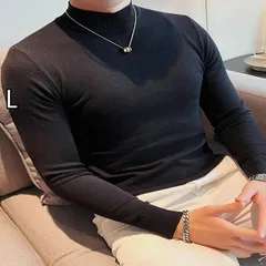 [L]春 コーデ メンズ  服 シンプル ファッション オシャレ 大人 かっこいい 大きいサイズ ストリート 紳士服  ハーフ タートルネックセーター ハイエンド カジュアル 無地 セーター スリムフィット 韓国スタイル ミッド カラー シャツ