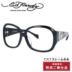 【訳あり・フレームのみ】エドハーディー フレームのみ アジアンフィット Ed Hardy KOI LEAPING＆DRAGON BLACK 61サイズ バタフライ型 アウトレット品 ユニセックス メンズ レディース