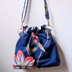 2way巾着バック　ショルダーバック　ハンドバック　【浴衣地で和モダン】