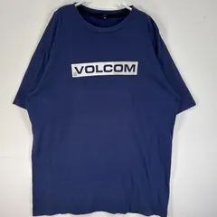 古着 ボルコム VOLCOM 半袖Tシャツ ラバープリント ロゴ 大きいサイズ 肉厚 クルーネック XL  ブルー メンズ