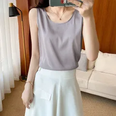 ☆ グレー ☆ S ☆ タンクトップ レディース pkrwd17 タンクトップ レディース インナー キャミソール トップス ノースリーブ シルク シャツ きれいめ おしゃれ 大人カジュアル シルクサテン 通勤 シンプル 無地 オフィス かわいい 婦人服