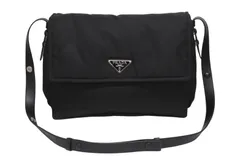極美品 PRADA プラダ ラージ パデッド ショルダーバッグ 1BD256 Re-Nylon ナイロン トライアングルロゴ レザー ブラック 中古 4b006197
