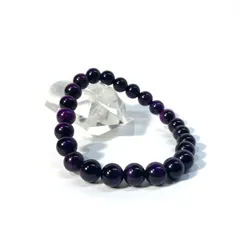 シンプル パープルタイガーアイ パワーストーン ブレスレット 8mm メンズ・レディース 男性・女性  数珠 虎目石 金運 ●