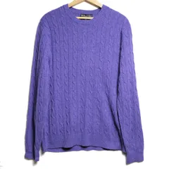 00's 10's ブルックスブラザーズ クルーネック ラムウール ケーブルニット セーター (L) 紫 BROOKSBROTHERS　アメリカ古着 USED  ビンテージ ヴィンテージ