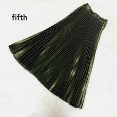 【fifth】フィフス プリーツ フレア ロング スカート 光沢 グリーン