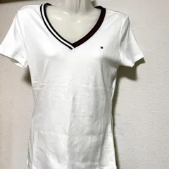 トミーヒルフィガー Vネック Tシャツ ホワイト Sサイズ 海外限定