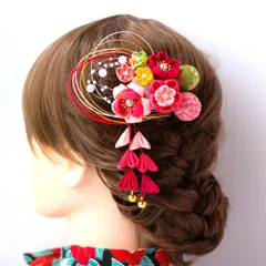 ❁着物・浴衣髪飾り・パールシャワー＆水引髪飾り❁大人かわいいつまみ細工アクセサリー・卒業式・成人式・七五三和装髪飾り・花火・夏祭り・記念日・行事・つまみ細工髪飾り・ヘアアクセサリー