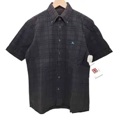 バーバリーブラックレーベル BURBERRY BLACK LABEL ホースロゴ刺繍 格子柄 半袖BDシャツ メンズ JPN：2 