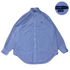 RalphLauren ラルフローレン YARMOUTH ヤーマス OxfordShirt オックスフォードシャツ BDシャツ ボタンダウン EmbroideredLogo 刺繍ロゴ Cotton コットン Blue ブルー 青 XL相当