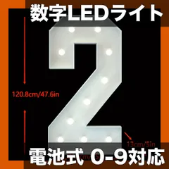 【冷色LED数字ライト】IMPRSV ポリスチレン製 0-9対応 電池式 屋外・屋内装飾 誕生日/結婚式/パーティーに最適【2番】