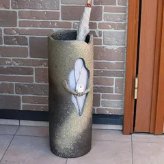 信楽焼 陶器 やきもの 壷 玄関 傘入れ 障子木のりふくろう傘立て kt-0038