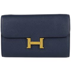エルメス HERMES コンスタンス ロング トゥーゴー 2WAY ショルダーバッグ Ｈロゴ 長財布 ヴォーエプソン ブルーニュイ U レディース 【中古】