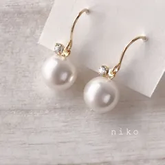 ◆ 10 ホワイト 10mm クリスタル パール ジルコニア ピアス イヤリング ◆　定番 人気 上品 シンプル 大ぶり ハンドメイド 結婚式 卒業式 入学式 オフィス　☆シルバーカラー変更可