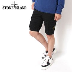 25SSモデル ストーンアイランド STONE ISLAND バッジワッペン付き ショートカーゴパンツ【V0129 BLACK】 K1S15L100011 S00WA V0129/【2025SS】m-bottoms