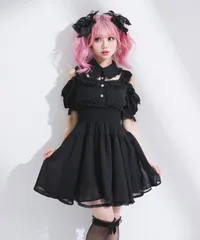 夢展望公式 [新品未使用] 肌魅せフレアシフォンワンピ [ブラック] 他カラー別ページ有 diablebaiser ワンピース シフォン・ジョーゼットワンピース（半袖） 535722-02