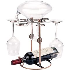 【特価商品】ワイングラスラック アンティーク調 吊り下げ - スタンド ワインホルダー 組立簡単 ブロンズ グラス6脚掛用 錆びない ワインラック インテリア おしゃれ プレゼントに最適