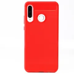 P30 Lite ケース  カーボン調 薄型 耐衝撃 ソフト ケース 【Color】 レッドのサムネイル