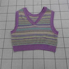 ◇ Θ niko and … ニコアンド Vネック コットン100% ベスト サイズＭ パープル系 レディース E  【1509100081036】