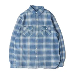 【美品】POLO Ralph Lauren ポロ ラルフローレン シャツ サイズ:L / 24SS インディゴ オンブレチェック フランネルシャツ (CLASSIC FIT INDIGO) / インディゴ ホワイト / トップス カジュアルシャツ【中古】