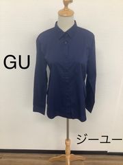 【美品】 GU シャツ 長袖 ネイビー 無地 レディース ジーユー 女性用
