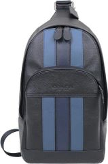 mina様専用　[コーチ] COACH バッグ(ショルダーバッグ) F49318 ブラック×デニムミッドナイトネイビー QBN3E ストライプ レザー メンズ レディース アウトレット