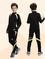 子供 男の子 長袖 スポーツウェア 保温性  ロングパンツ 上下セット　ブラック/ライム　150cm