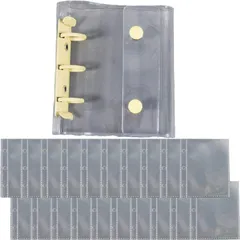 Alpha Depot シール帳 A8ミニバインダー 透明クリア 女の子向け はがせるシール収納 手帳型 3穴リング式 シールコレクション収納 (バインダー(イエロー)+リフィル25枚セット) [バインダー(イエロー)+リフィル25枚セット]