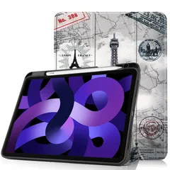【人気商品】TPU レザーケース iPadAir4 ペン収納 iPadAir5 カバー 10.9インチ 第5世代 三つ折り 第4世代 Air iPad 充電収納対応 Pencil (塔) Apple ケース M3/M2 iPadAir11インチ