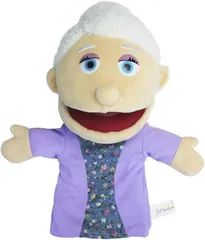 アーススモール パペット人形 口が動く 人形劇 一人遊び キャラクター おままごと 演劇 小道具 ぬいぐるみ人形 幼稚園 保育園 軽量(おばあちゃん)