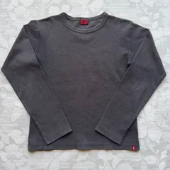 Levi's リーバイス リブ素材 クルーネック 長袖Tシャツ M チャコールグレー