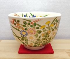 最高峰】薩摩焼 沈壽官窯 白薩摩 抹茶碗 金彩色絵 御所車秋草文 壽官