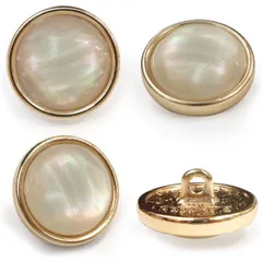 オーロラ 飾りボタン 金 白 ボタン 金属 メタル 樹脂 メタルボタン 手芸 6個入り きらきらぷんぷん丸 B-996