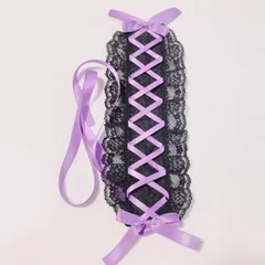 黒レース地紫レースアップリボンヘッドドレス　量産型　地雷