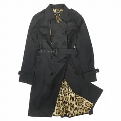 美品 ドルチェ&ガッバーナ ドルガバ DOLCE&GABBANA 裏地レオパード トレンチ コート ジャケット ブルゾン アウター ベルト コットン サイズ38 黒 ブラック レディース/△L45のサムネイル