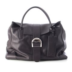 デルヴォー ブリヨンL'XXL ドリームカーフ シルバー金具 ハンドバッグ ボストン AA0501ANF099ZPA ブラック【中古】