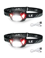 【特価セール】充電式 USB 高輝度 LED ヘッドランプ ヘッドライト 2個セット 【集光・散光切替/ 明るさ300ルーメン/ 実用点灯4～30時間/ IPX4防水】 赤色サブライト搭載 夜釣り 最適 登山 キャンプ 散歩 作業 釣り アウトドア 災害 停電
