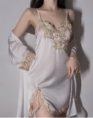 大人 かわいい　小悪魔 セクシー　刺レース　スリップ３点セット ホワイト