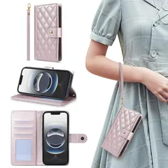 【在庫処分】カード収納機能 ケース スタンド機能 耐衝撃 ケース 耐摩擦 液晶全面保護 財布型 レンズ保護 16 iPhone 16 16 スマホケース キルティグレザー調おしゃれ小香風 アイフォン 人気上品な 【Vokpok】おしゃれ高級PUレザーとメタル金