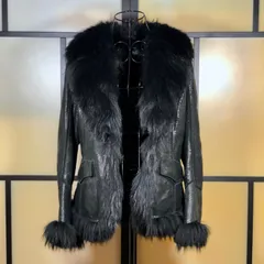 フォックス（襟、袖口、裾）＆型押しリアルファー WOMEN'S ショートコート 80’sヴィンテージ