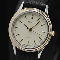 保/箱付 稼働 セイコー スピリット QZ アイボリー文字盤 4BN21-1040 ヴィンテージ NBY0826 レディース腕時計 KMR