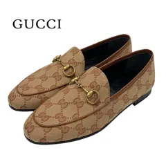 グッチ GUCCI ローファー 革靴 靴 シューズ ファブリック レザー ブラウン 未使用 フラットシューズ ホースビット グッチ GUCCI ローファー 革靴 靴 シューズ ファブリック レザー