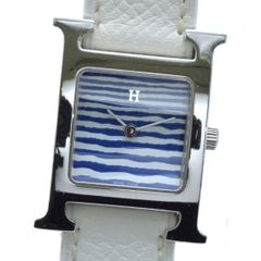 HERMES エルメス Hウォッチ HH1.210  クォーツ SS×革 スクエア シルバー レディース腕時計 【中古】