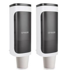 プラスチックカップ 紙カップ 使い捨て 40個収納 カップディスペンサー 口径50～75mmのコップに対応 2個セット コップ用ホルダー 紙コップホルダー 粘着テープ付き やぬき ホワイト