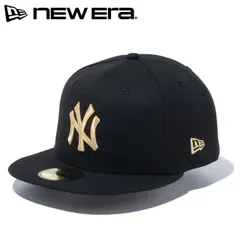 新品 ニューエラ NEWERA 正規品 ニューヨーク ヤンキース NY 59FIFTY MLB CAP キャップ 帽子 刺繍 ロゴ 野球 ベースボールキャップ フラットバイザー メンズ レディース ユニセックス 黒 ブラック 金 ゴールド 14525210