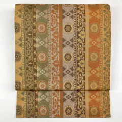 たんす屋 TANSU-YA 中古 リユース帯 名古屋帯 マルチカラー カジュアル 織り 華文 蔓花 オリエンタル 未洗い MS2685