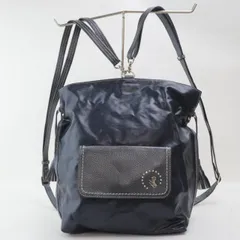 2502-40 ペレボルサ リュックサック ショルダーバッグ 2WAY 美品 PELLE BORSR ポリエステル混紡ジャガード製 ネイビー タッセル