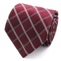 クリケット ブランド ネクタイ チェック柄 格子柄 シルク 日本製 PO メンズ ワインレッド CRICKET 【中古】