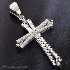【タイムセール】選べる3色 ペンダントトップ メンズ 18金 K18 18K ホワイトゴールド クロス ダイヤモンド 十字架 ペンダントヘッド 喜平用 大きめ メンズペンダントトップ イエローゴールド ピンクゴールド  ペンダントヘッド