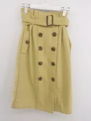 ◇ ◎ one after another NICE CLAUP フロントボタン 膝下丈 ナロー スカート マスタード イエロー レディース P  【中古】 【1211020007156】