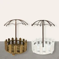 wey-703 na wh ピケットパラソルポットスタンド ブラウン ホワイト 小物入れ ガーデニング 木製 ナチュラル おしゃれ シャビー カントリー